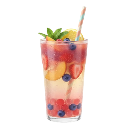 Peach, Strawberry or Blueberry Boba Lemonade
